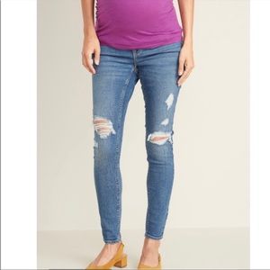 Old Navy Low Panel Distressed Rockstar Super Skinny Maternity Jeans